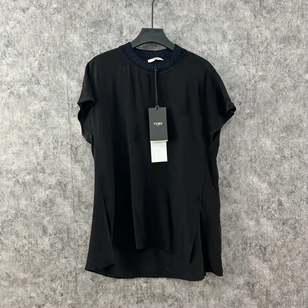未使用 FENDI/芬迪 芬迪黑色双F真丝半袖