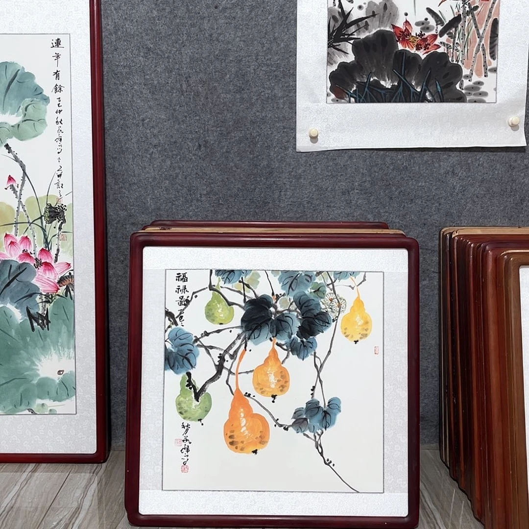国画书画作品带框63×63