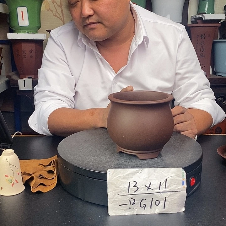 紫砂花盆货号一只G101