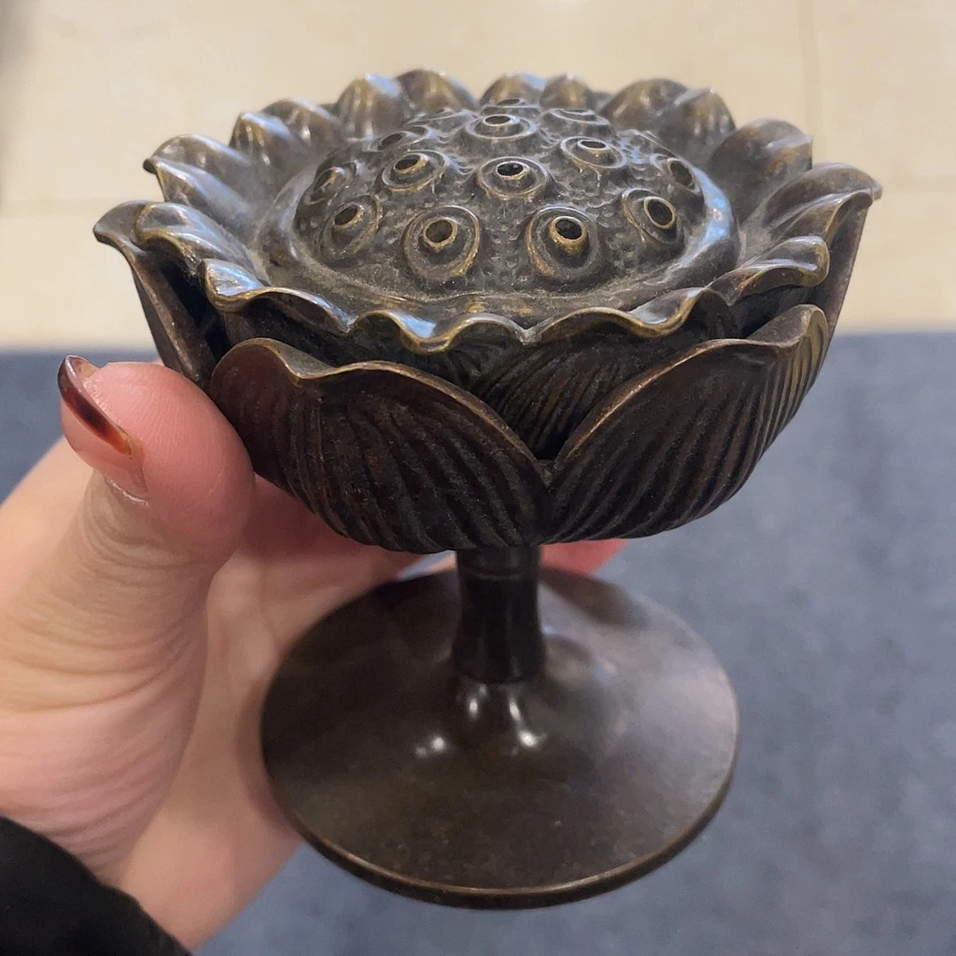 莲花熏香炉铜摆件炉子