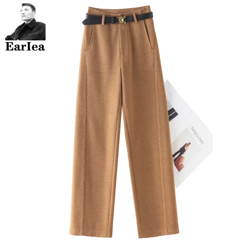 冬季加厚保暖高腰直筒长裤女2024年新款百搭休闲拖地阔腿时尚女裤