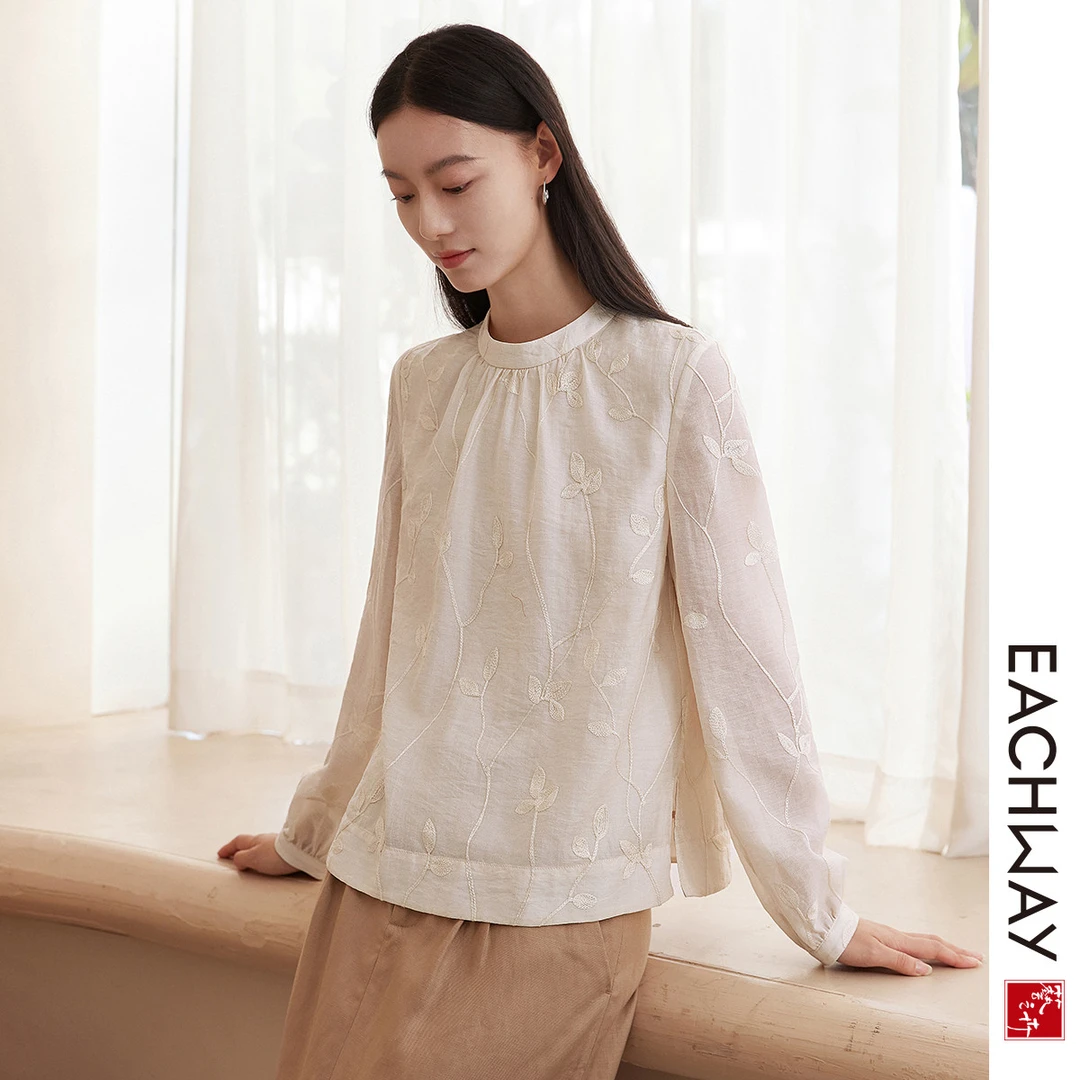 【艺术感重工绣花】文艺感温柔衬衫2025春季精美气质上衣女