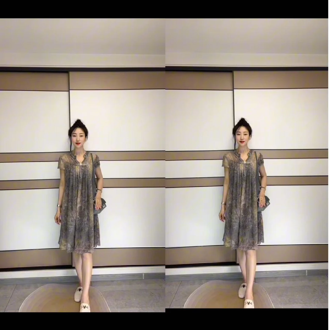 袁涤服装一期1号美裙显瘦遮肉裙子气质时尚轻奢宽松夏季女士洋气