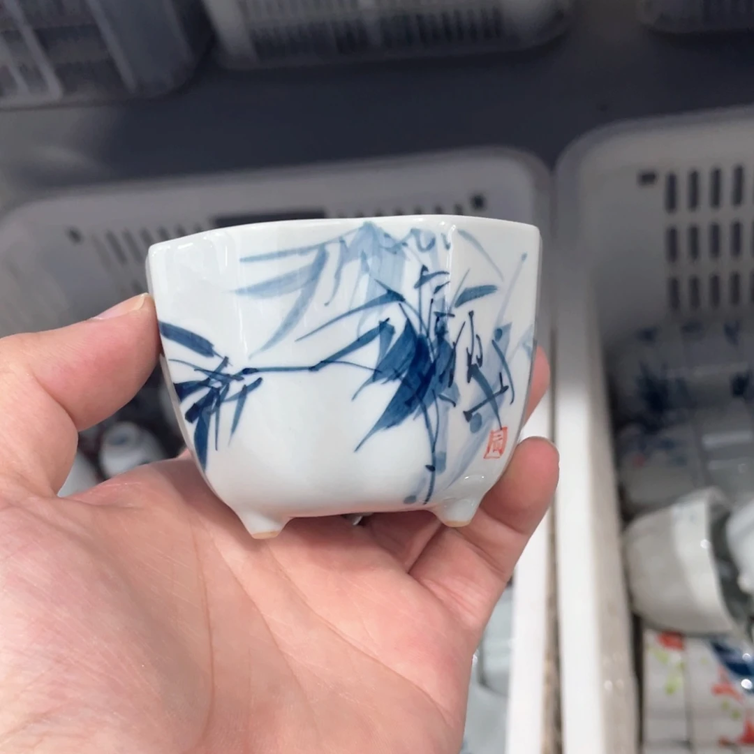 釉下手绘茶具微瑕