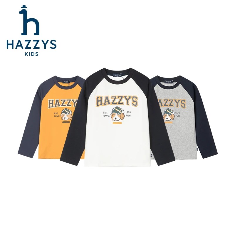 Hazzys/哈吉斯品牌童装【敏姐】男童圆领衫长袖撞色春秋中大童