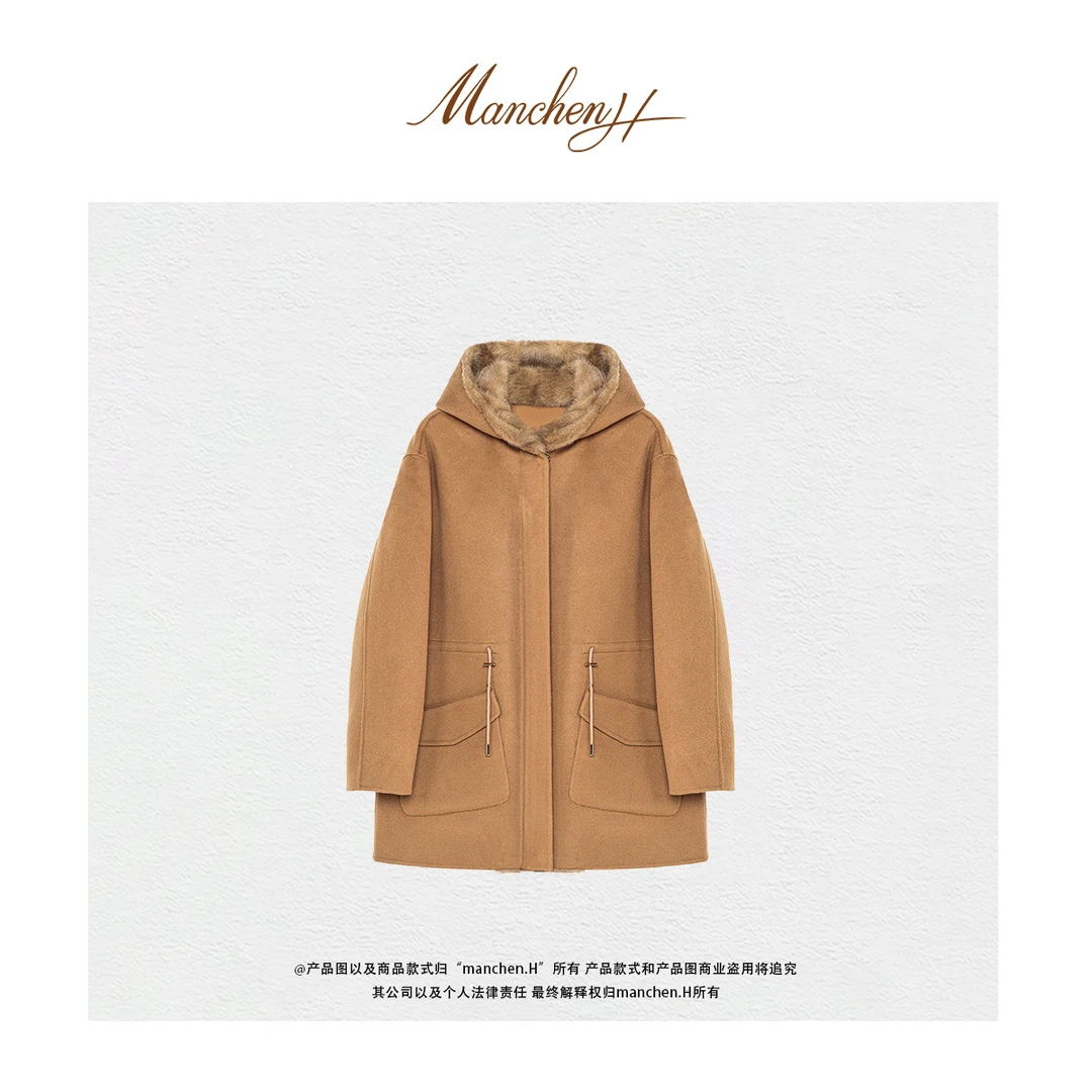 曼辰manchenh"雪域宝藏"重磅羊绒羊毛芬兰saga水水连帽保暖鹅绒服
