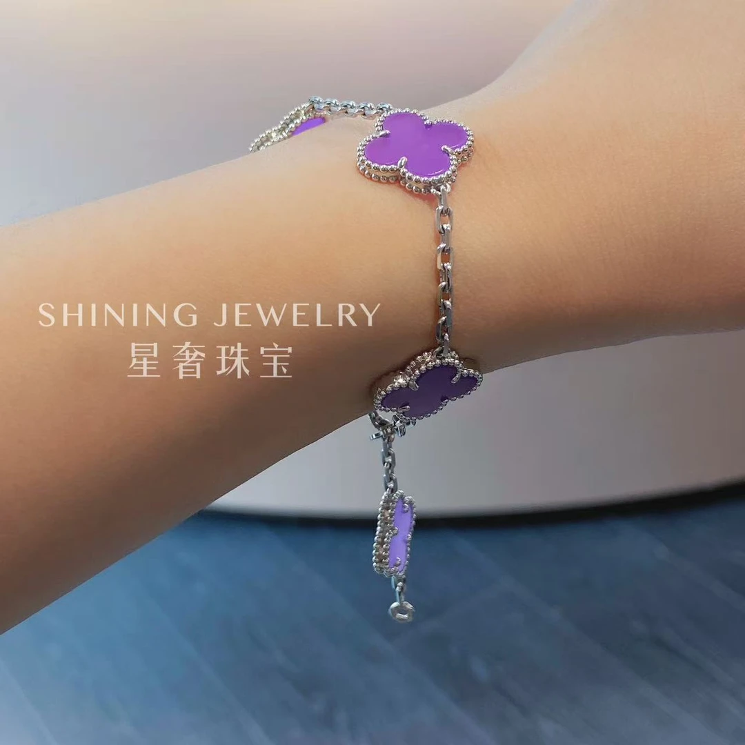 【星奢珠宝】（12克左右）18k金紫罗兰玛瑙五花手链