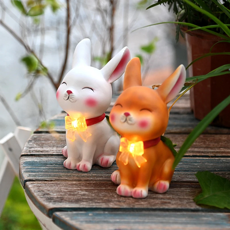 可爱兔子太阳能摆件花园装饰庭院布景阳台布置树脂工艺品桌面摆设