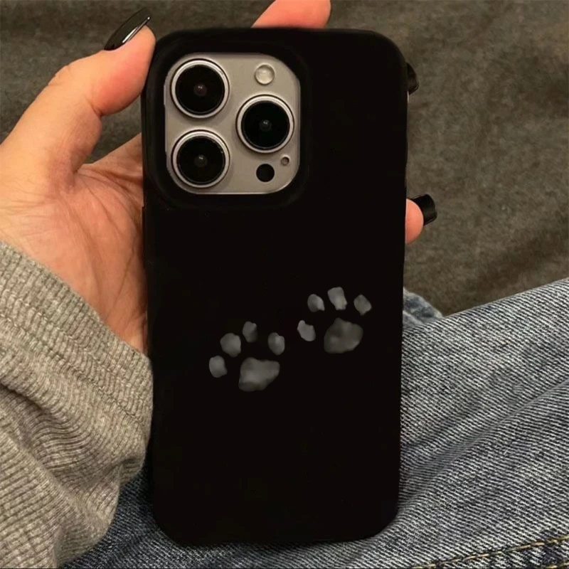 简约小狗脚印适用iPhone16手机壳苹果13/15promax果冻壳11软14/12