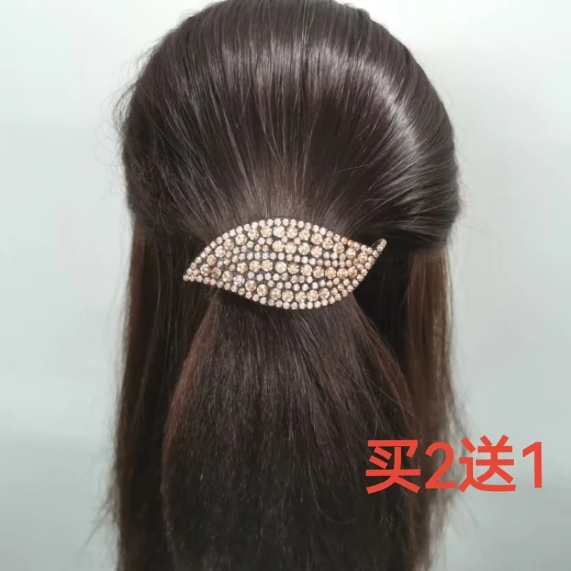 顶夹横夹水钻小号发饰发夹蝴蝶结弹簧头饰后脑勺成人马尾发卡夹子