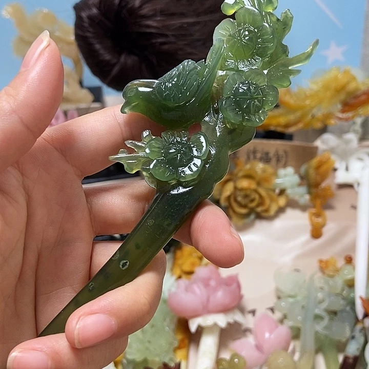 岫玉未镶嵌发簪发簪
