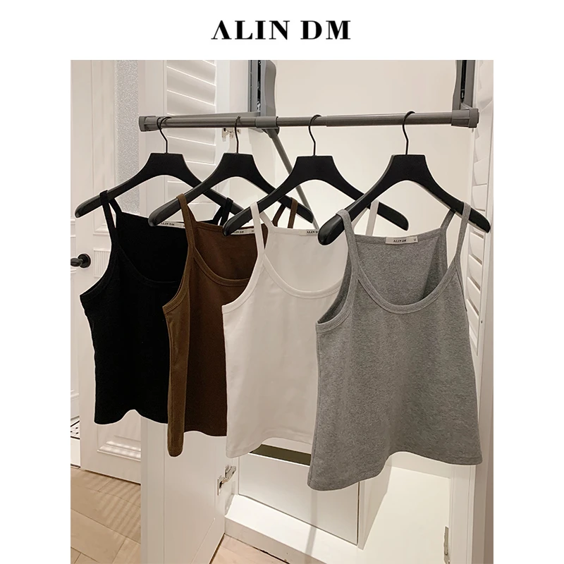 ALINDM【小U领吊带 】大码微胖mm挂脖细肩带锁骨感背心-XG7364
