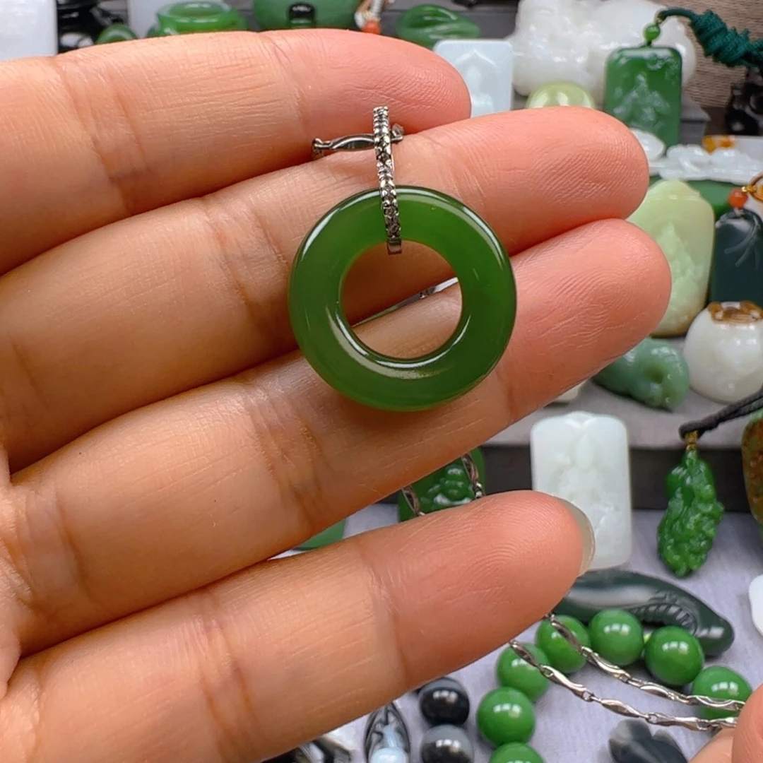 和田玉银S925镶嵌颈饰