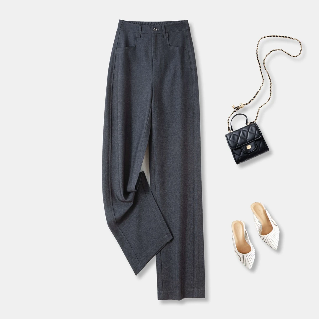 秋冬新款｛铜氨绵羊毛｝小个子高个子九分直筒裤抗皱爽肤百搭显瘦。