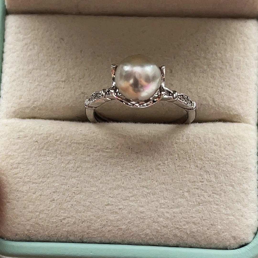 银S925镶嵌戒指海水珍珠