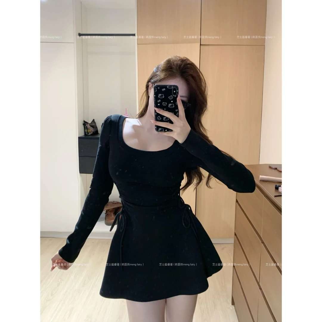 萌面侠小羊【反转美学】81.5%棉质收腰连衣裙出游服装女5637套装