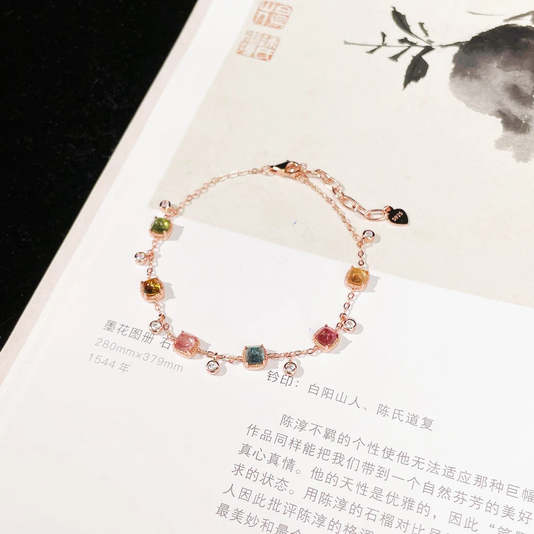 【云上雅岚】折光丨C10881-S925碧玺手链-5.5x4mm-多样性发一件