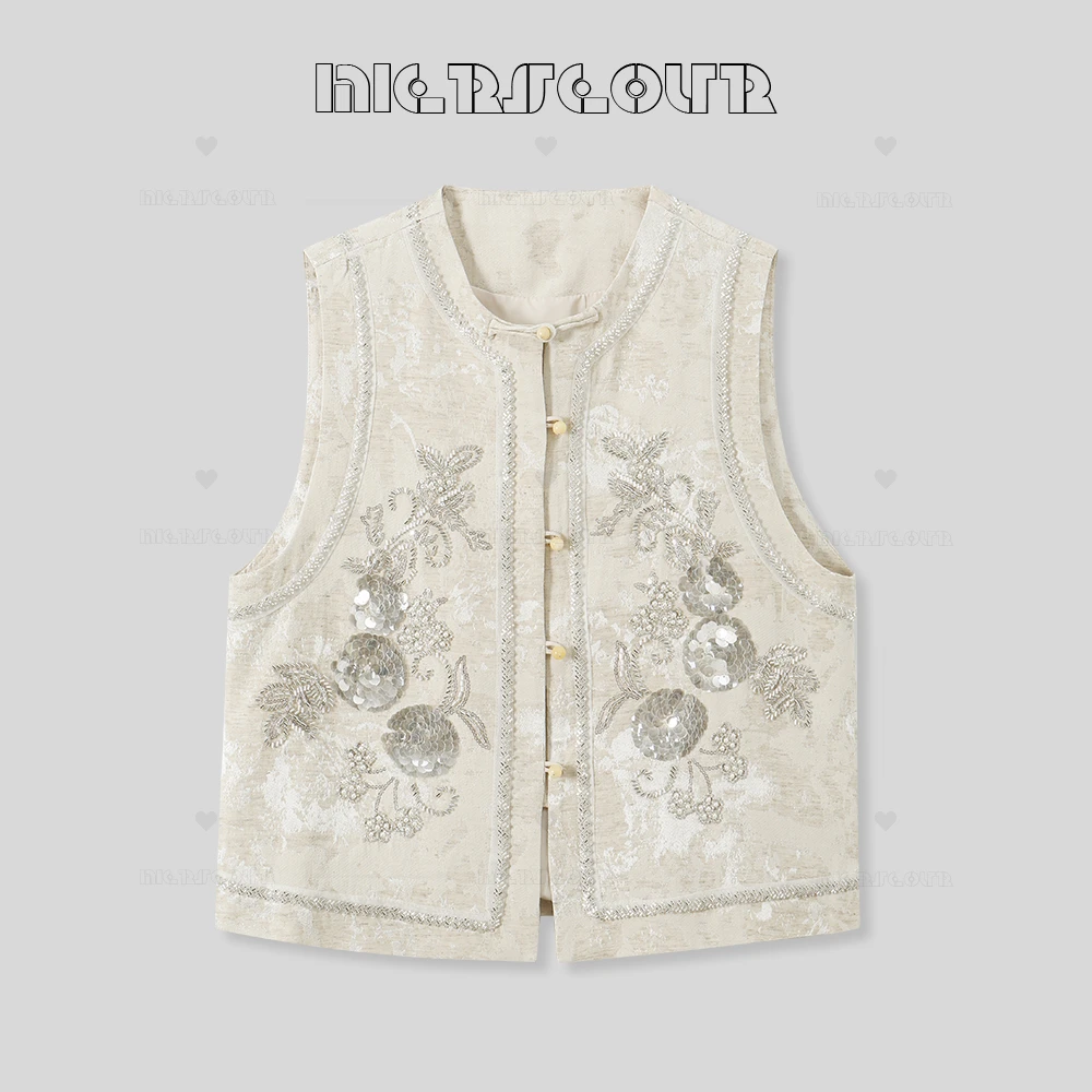 【春日衣橱】2025新款新中式风珠片刺绣马甲2693