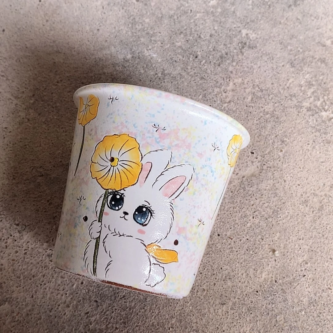 紫砂花盆红陶手绘花盆