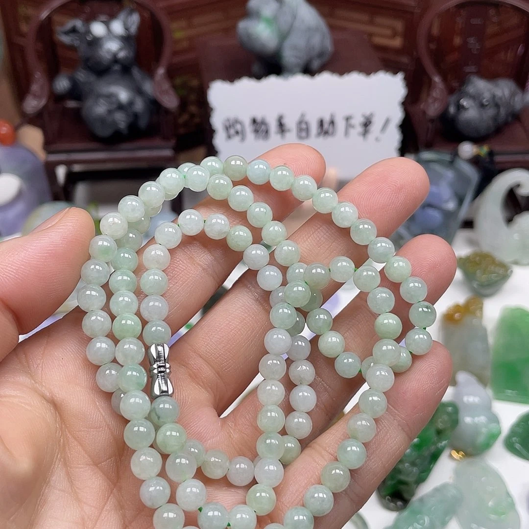翡翠未镶嵌颈饰6厘108粒珠链