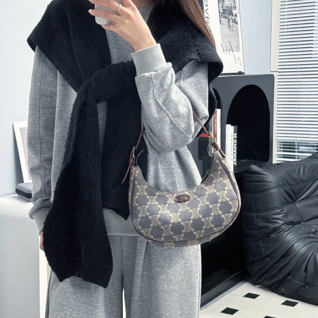 95新 Celine/思琳 A1438蓝色老花单肩腋下包网红时尚休闲女士复古