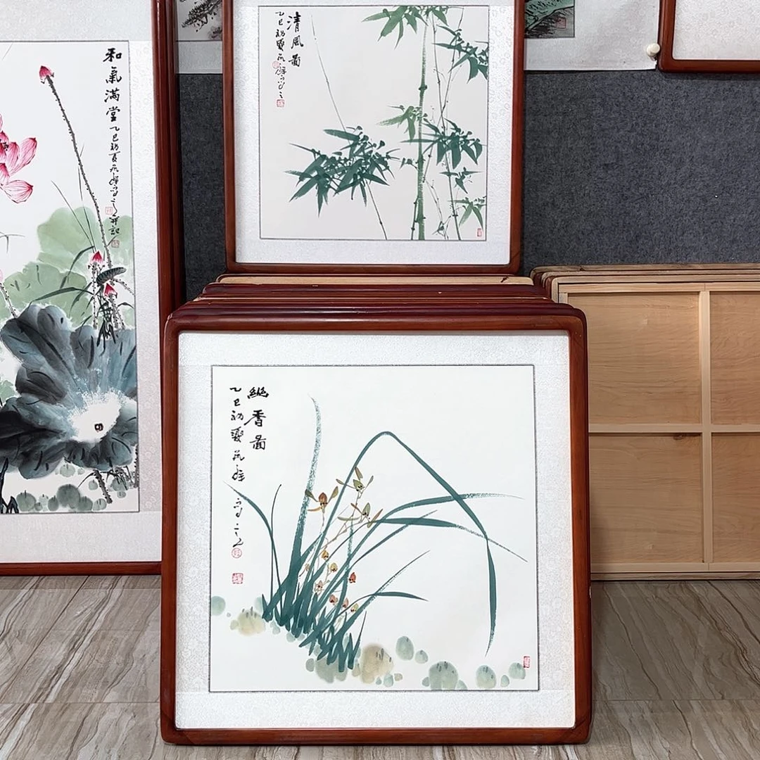 国画书画作品带框63+63厘米