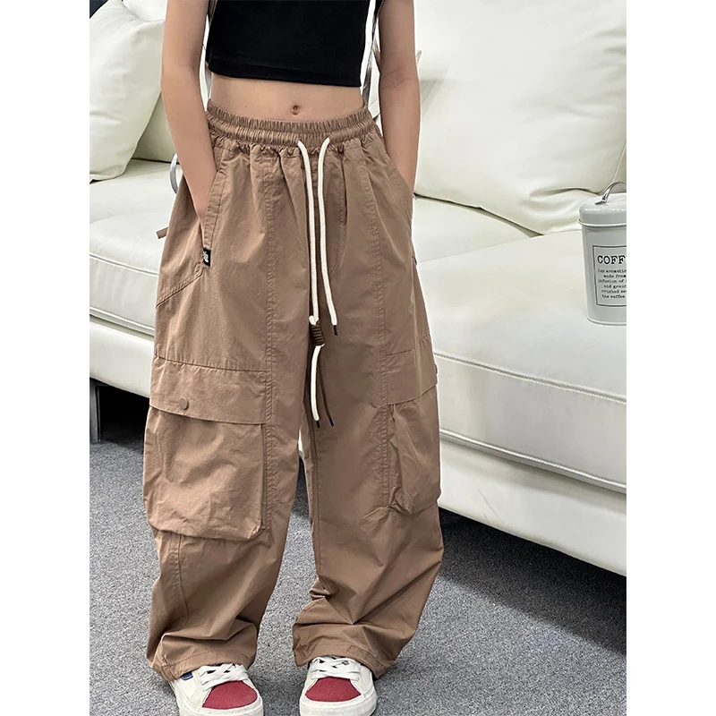 K26085女童春装工装裤2025新款儿童裤子春秋款时髦休闲裤宽松长裤