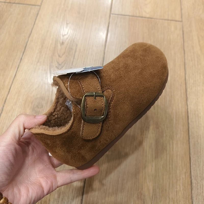 儿童勃肯鞋2025冬季新款加绒小皮鞋宝宝鞋休闲鞋女童百搭男童鞋子