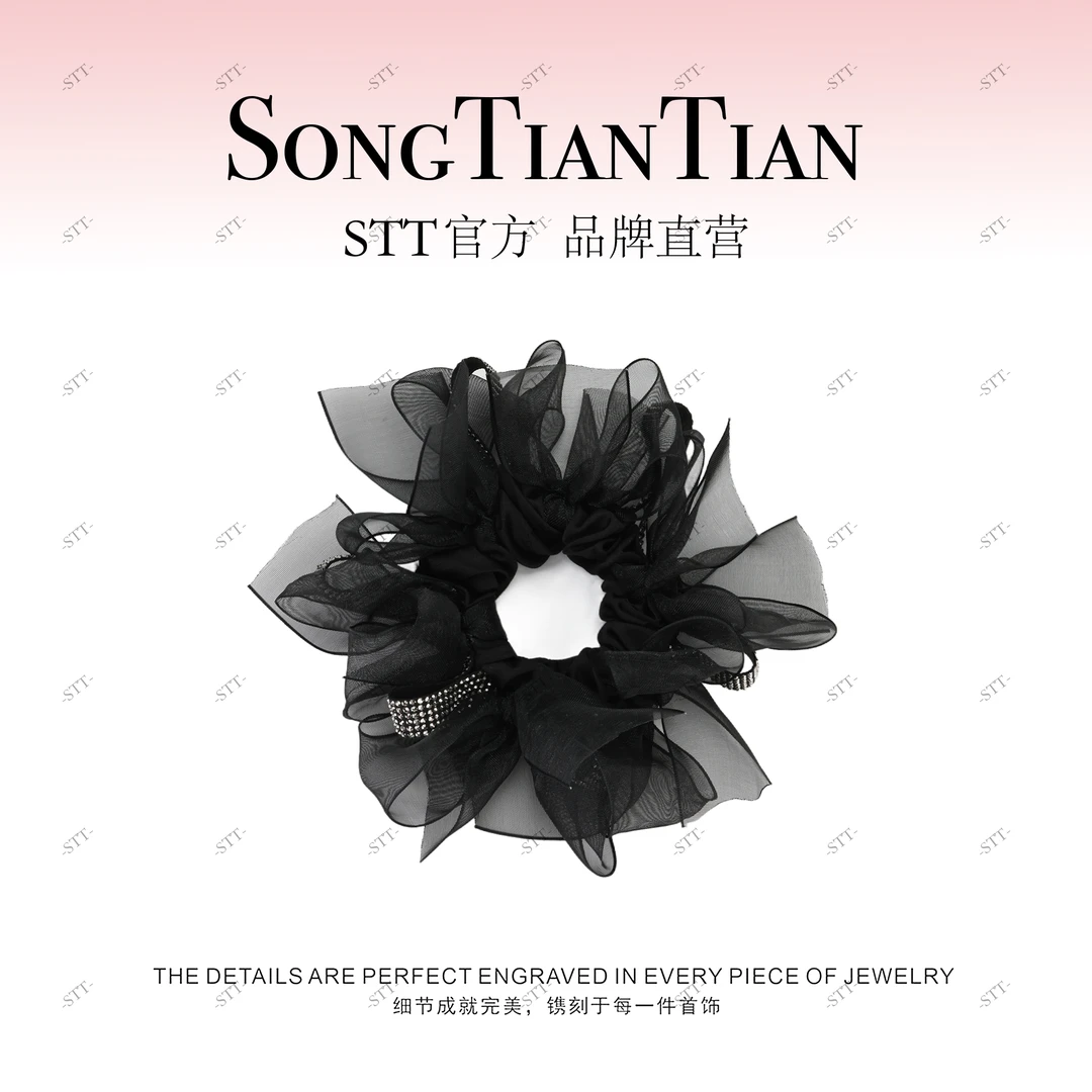 爆款韩系细钻慵懒赫本风蝴蝶结飘带大肠发圈192-001