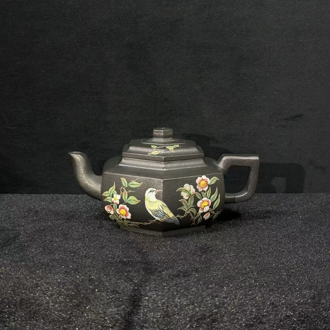 55/H103029/卢云霞/紫砂壶六方雪华/老绿泥