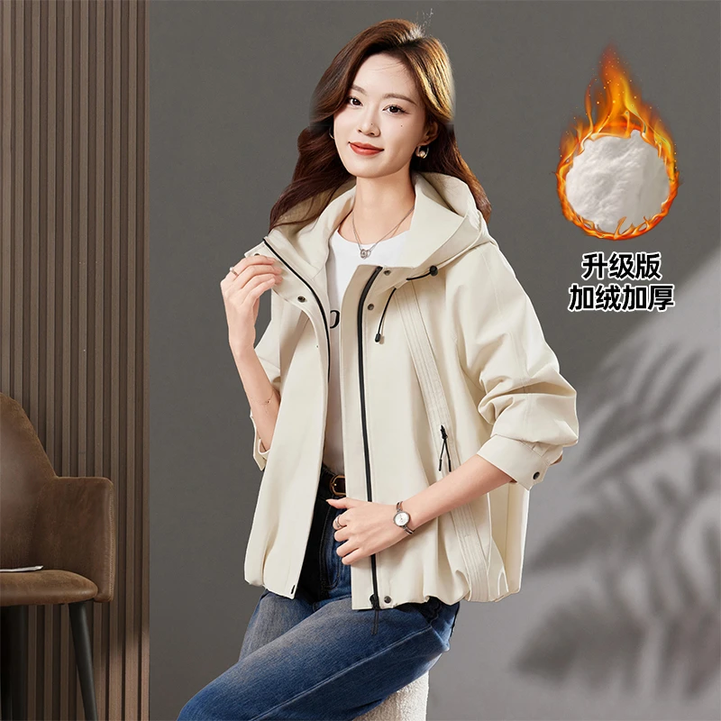 拉夏贝尔短款外套加绒加厚保暖秋冬季纯色时尚巨好看的百搭大衣