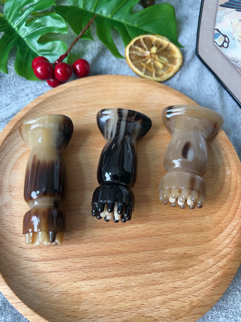 鱼刮莲蓬便携式按摩脸梳提拉面部眼周拨筋天然牛角