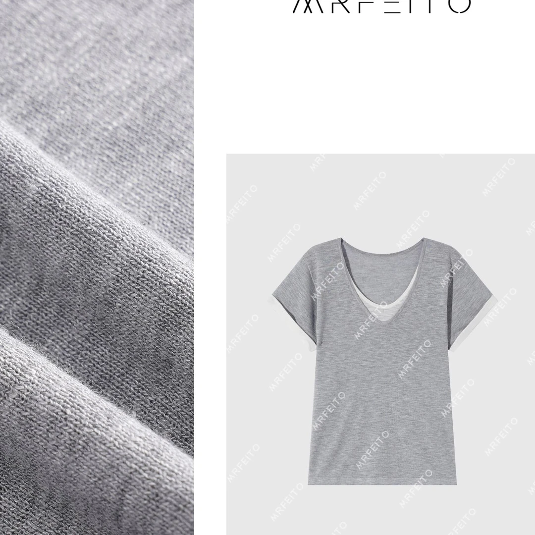 假两件V领女士针织衫H582M01X26294