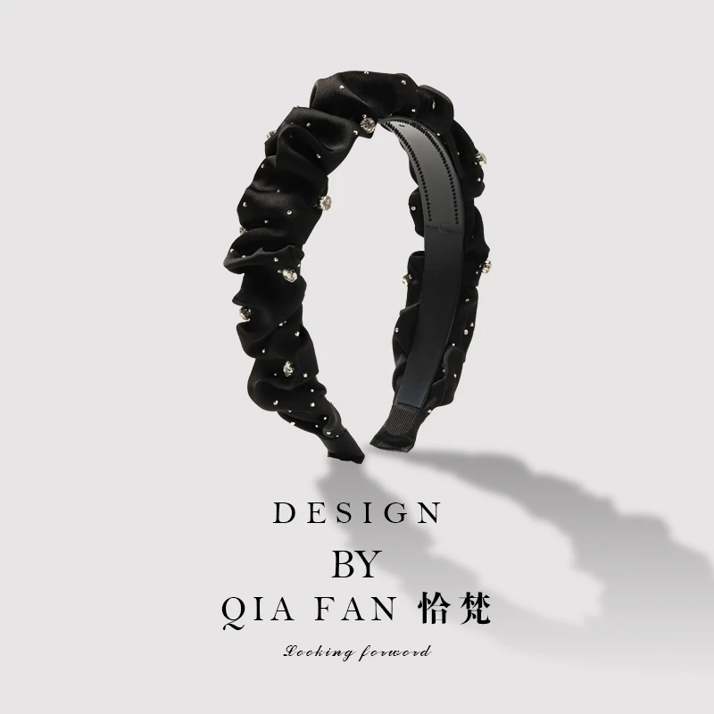 高颅顶褶皱发箍女款夏季新款复古法式网红压发发卡气质显脸小头箍