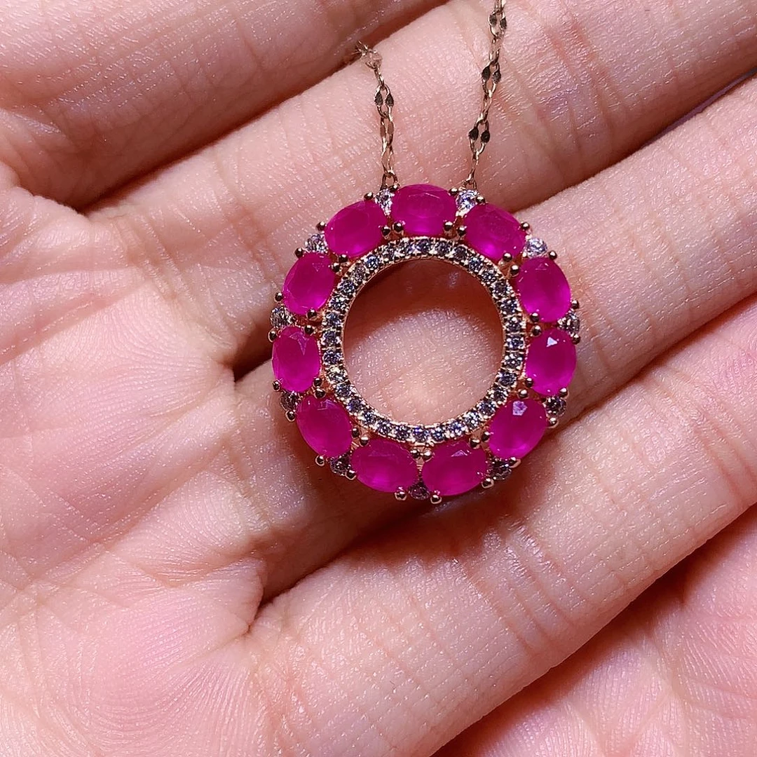 银S925镶嵌红宝石吊坠(赠链)