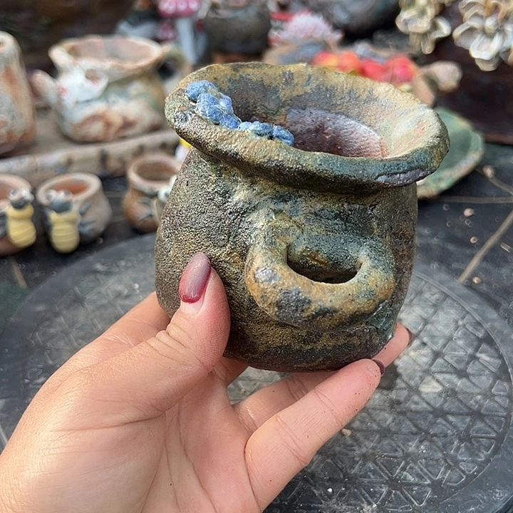 手工粗陶高温花盆