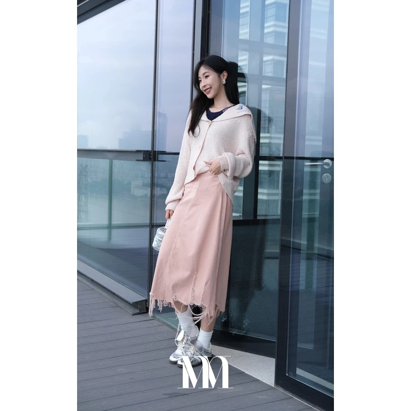 勿拍，找客服4折入手mithworld｜【不退不换】毛边牛仔半裙