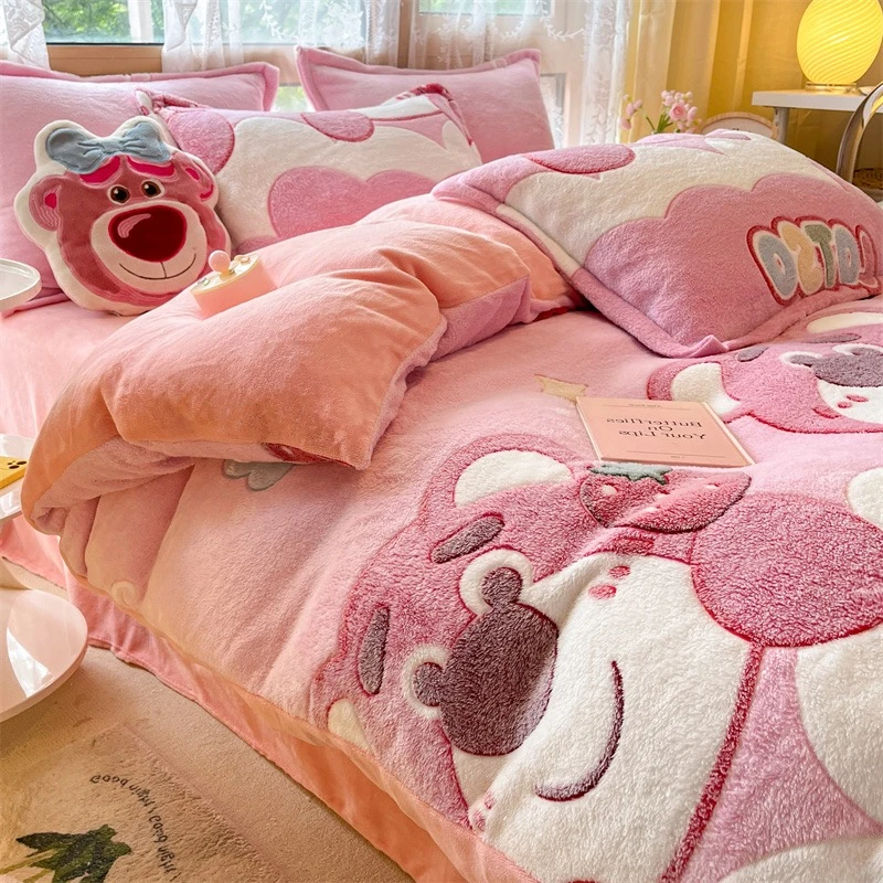 冬季高克重雪花绒四件套加厚保暖双面绒加被套床单三4件套被罩套