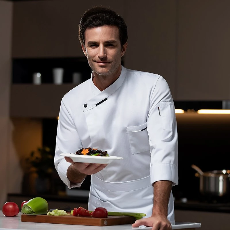 酒店厨房工作服男女同款长袖西餐厅餐饮后厨主厨高级厨衣