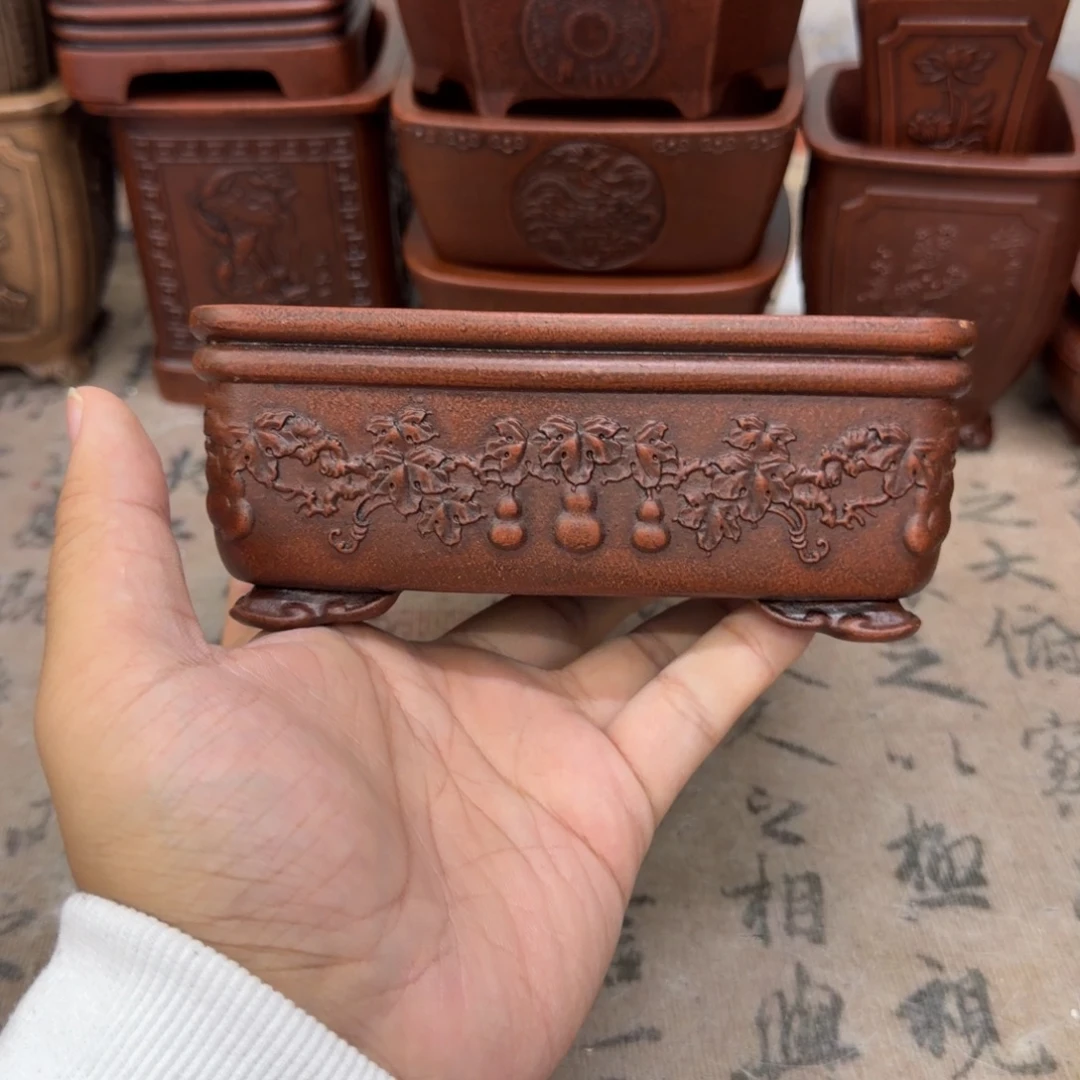 紫砂花盆14x10.5x5内经紫砂花盆