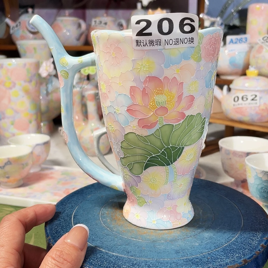 双饮款陶瓷万花吸管杯