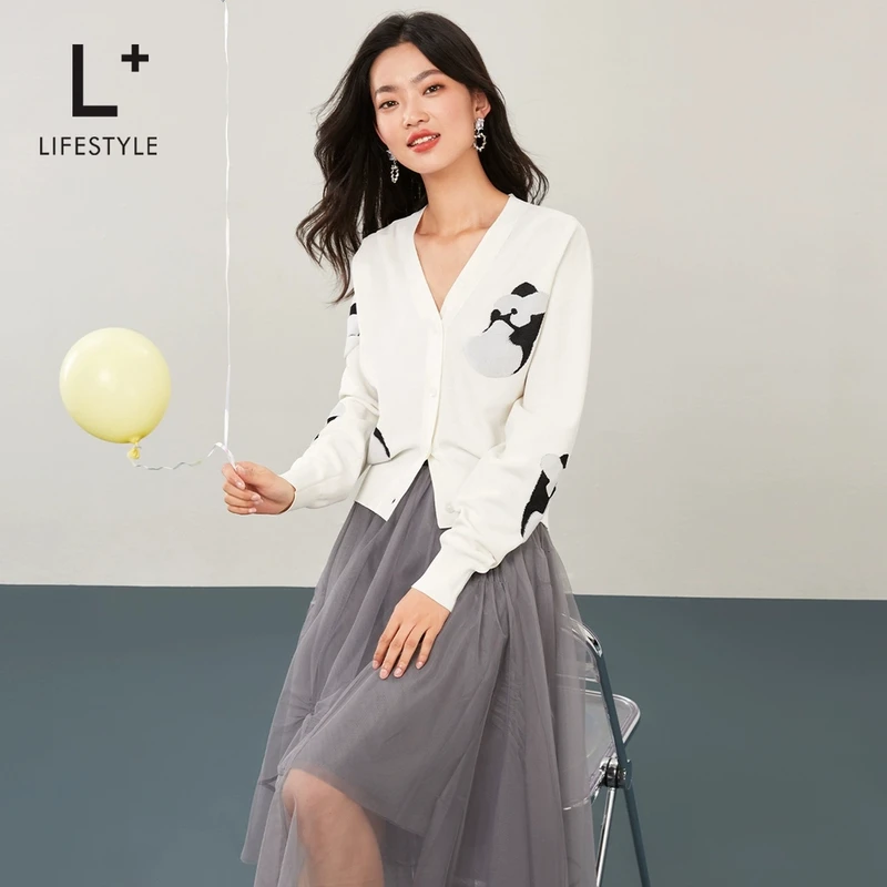【谷邦L+lifestyle】剪影短款针织开衫 L3174356