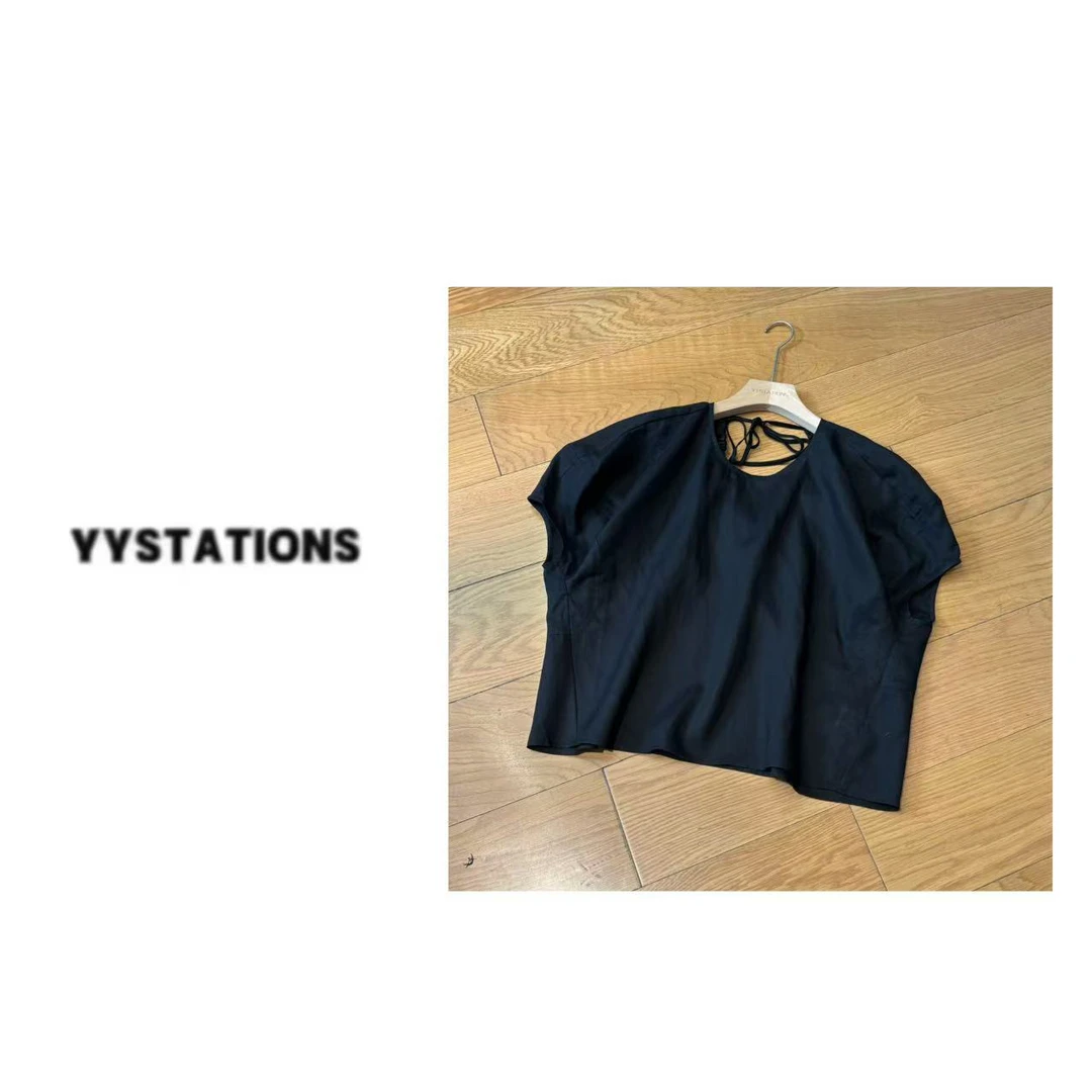 YYSTATIONS 简约气质圆领系带设计感宽松灯笼袖休闲衬衫-1098