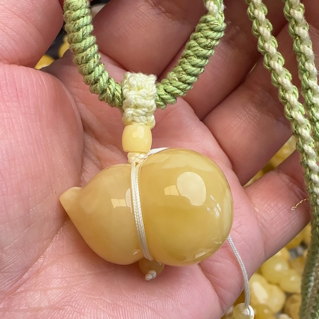 蜜蜡未镶嵌套链天然俄料浓蜡妖花蜜蜡葫芦吊坠