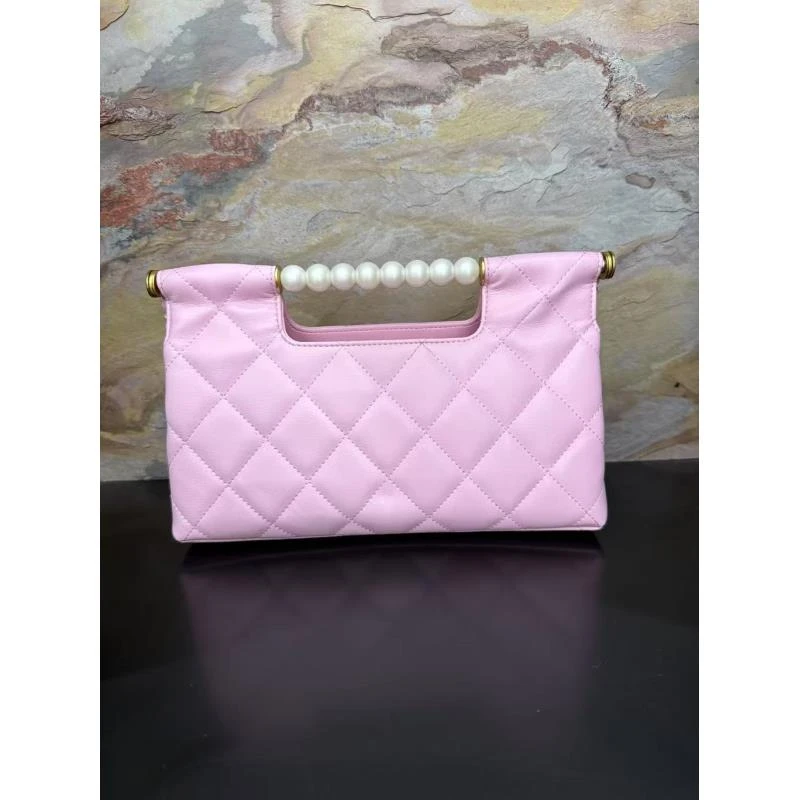 HIRMRIS手工真皮包26-551292-粉 手提横珠