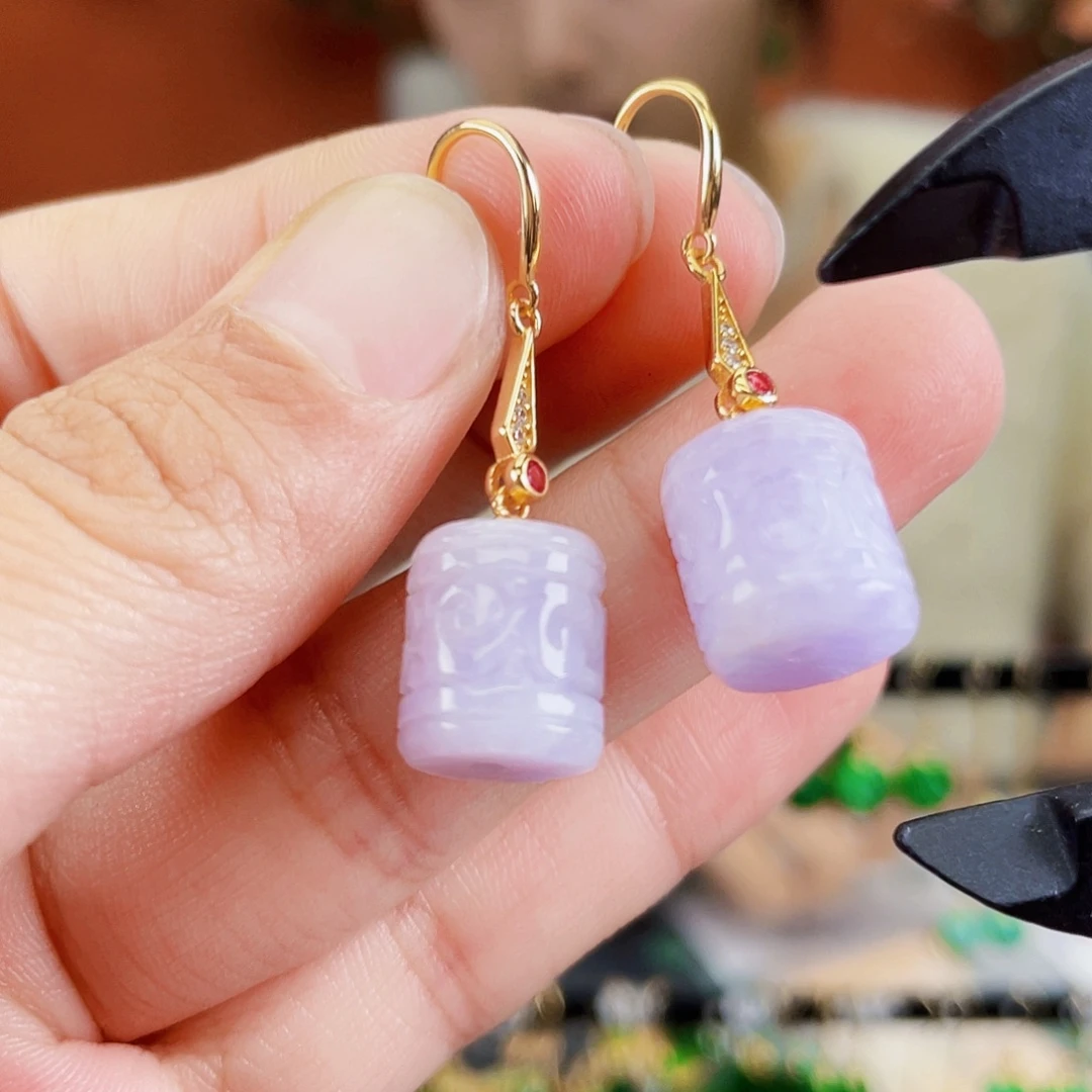 翡翠银S925镶嵌耳饰