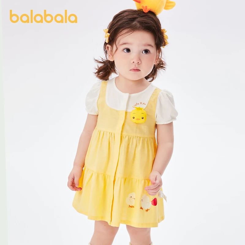 巴拉巴拉宝宝连衣裙婴儿裙子儿童公主裙女童夏装甜美假两件透气萌
