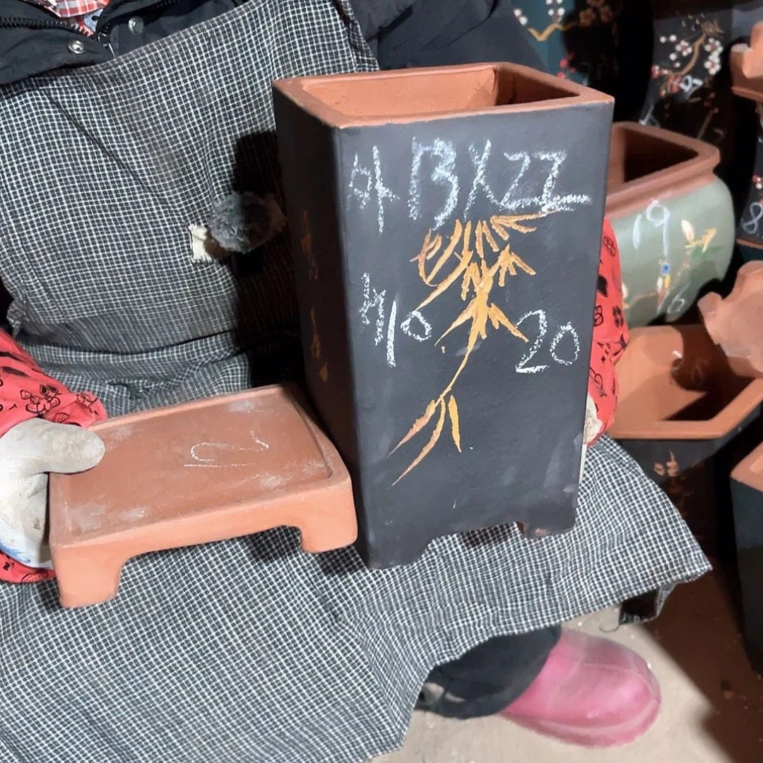 紫砂花盆高四方盆一个