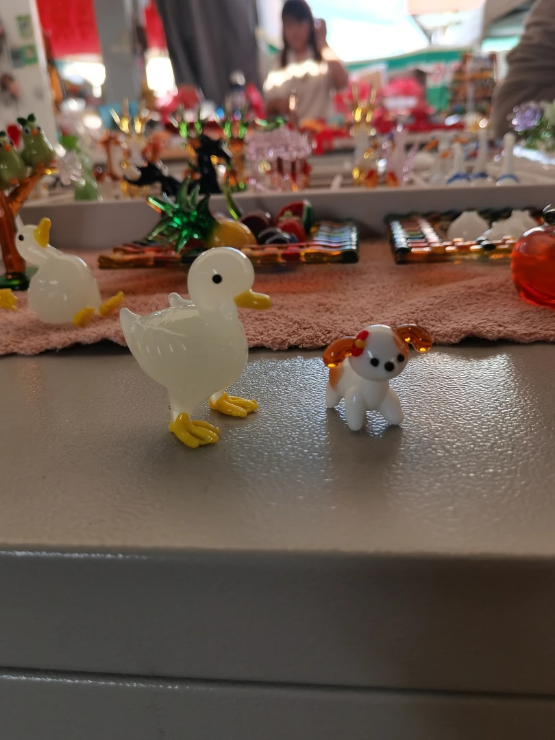 琉璃小鸭子小狗摆件