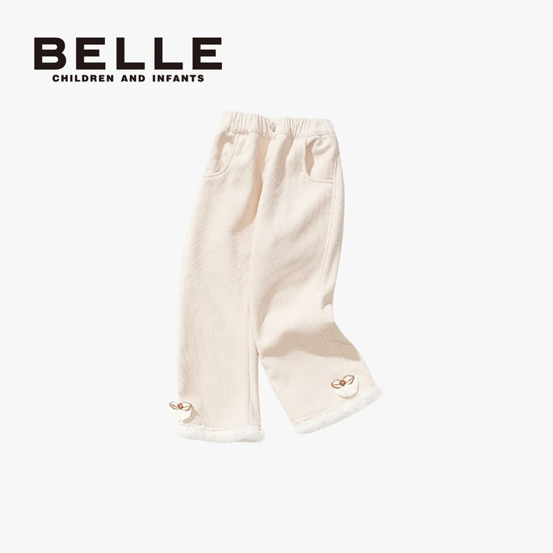 BELLE女童长裤喇叭裤中大小童可爱时尚打底裤加绒保暖休闲裤童装
